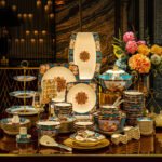 European-style vintage tableware Jingdezhen high-end bone china bowl and plate set, luxurious home British manor dinnerware